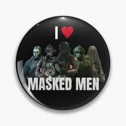 I Heart Masked Men Call Of Duty  Soft Button Pin Decor Creative Lover Lapel Pin Collar Clothes Cartoon Gift Cute Brooch Funny