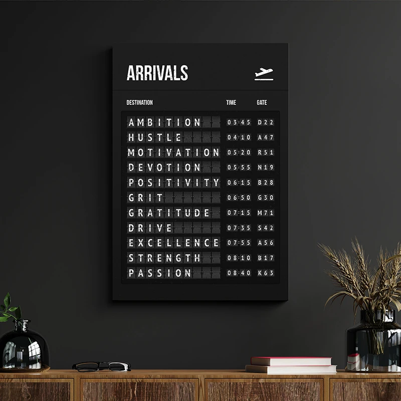 Inspirational Entrepreneur Schedule Poster Print Departures Arrivals Airport Theme Wall Art Picture Canvas Painting Office Decor