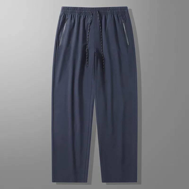 

Мужские эластичные однотонные свободные прямые модные повседневные брюки с высокой талией и карманами на весну и осень