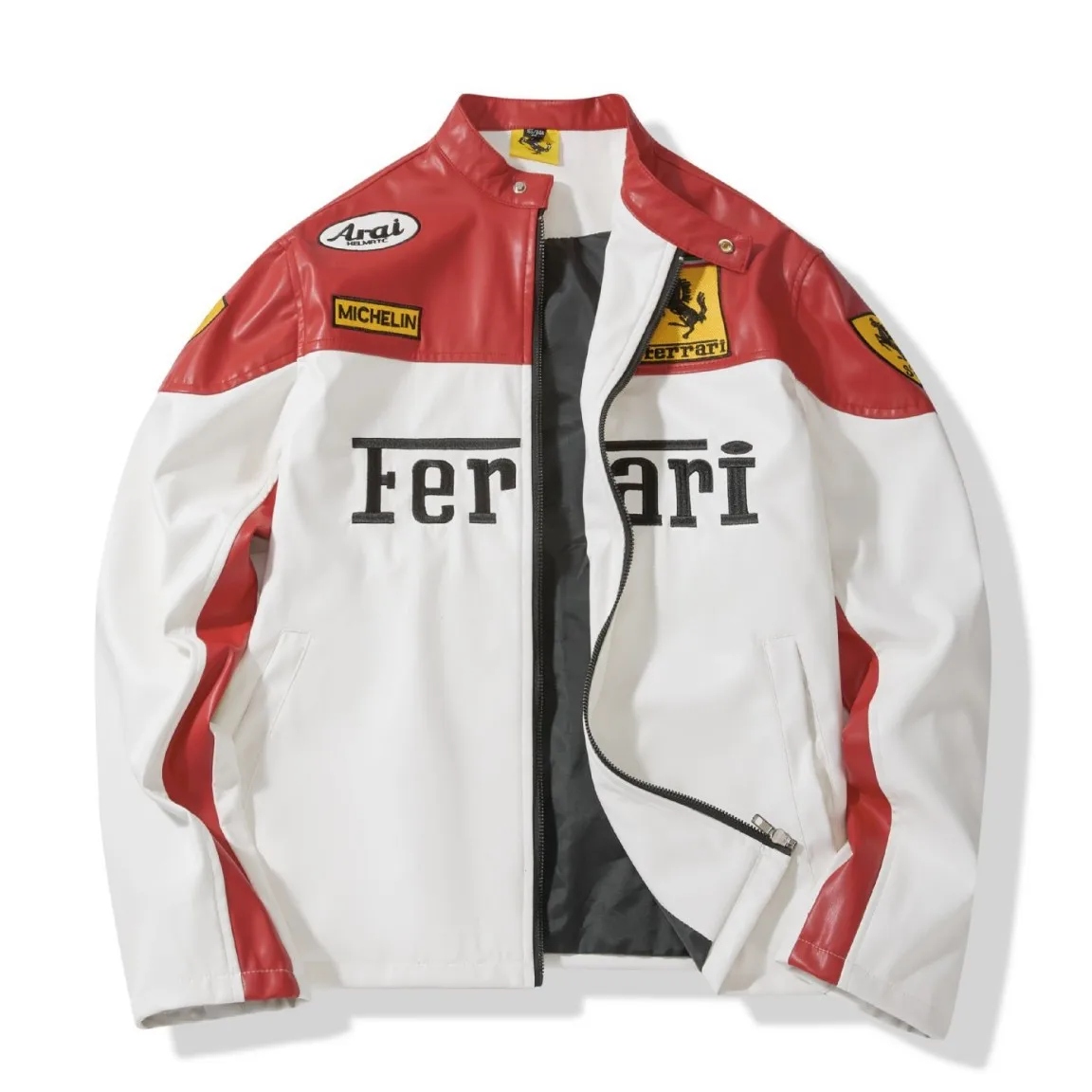 Traje de carreras de moda, chaqueta fina, chaqueta de cuero PU para hombre, ropa de motocicleta de calle alta para Ferrari 488 Roma SF90 360 LaFerrari