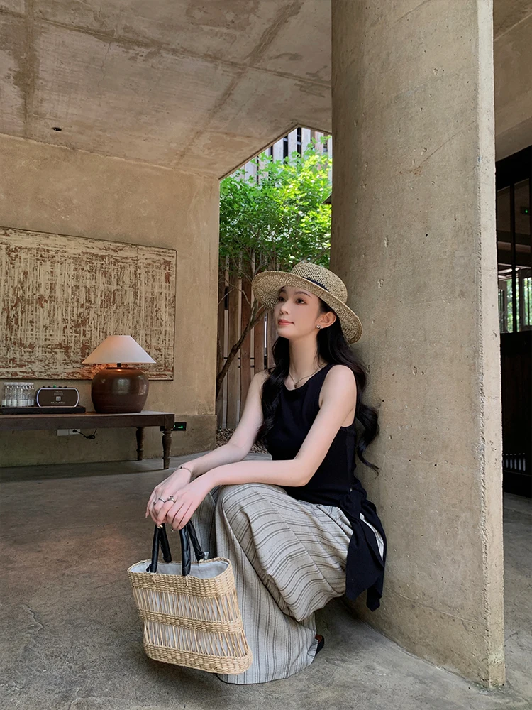 

YegeChic op Summer Women's Slim Fit Strapl round Ne Vest Irregular Pure Color Casual Commute Sle Tank Top