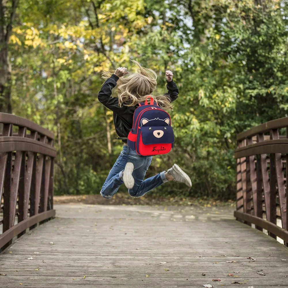 Custom Name Kids Bear Backpack for School, Cute Waterproof Schoolbag, Backpack for Elementary or Kindergarten, Toddler Kids Bag