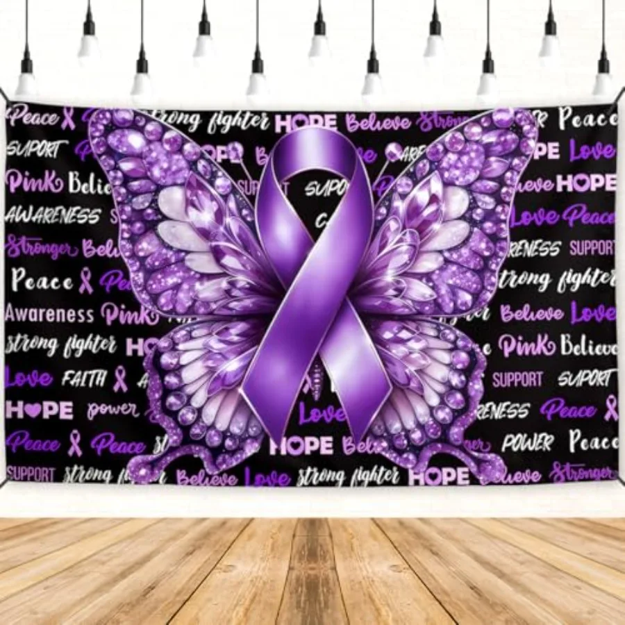 Domestic Violence Awareness anner Pancreatic Cancer ackdrop Sign Purple Rion Decor Alzheimers Awareness Decorations for Home Pa