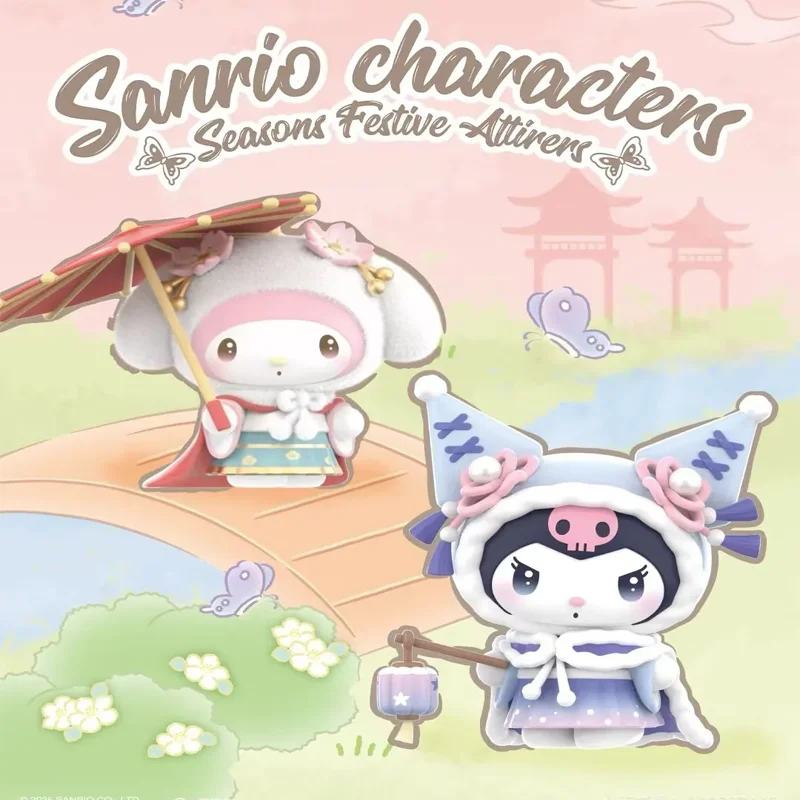 

Новые персонажи Sanrio, сезоны, праздничные целители, серия, слепая коробка, милые фигурки Kuromi Hello Kitty, мультяшный декор, игрушки, подарки