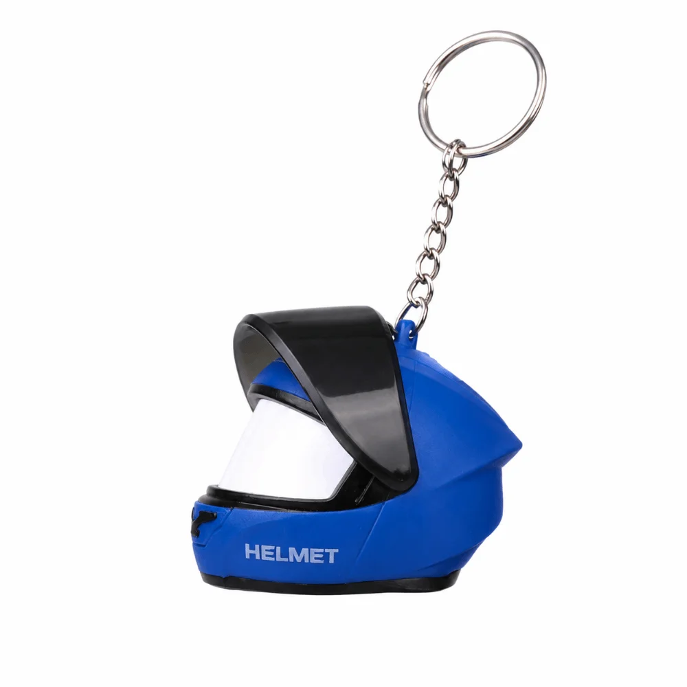 Kreativer Leuchtender Motorradhelm-Schlüsselanhänger LED-Sicherheitswarnung Helm-Schlüsselring Mini-Größe 3D Kreativer Taschen-Schlüsselanhänger – Detail 6