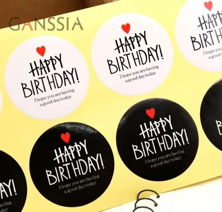 100pcs/lot Dia:4.5cm Black and White Birthday Gift Seal Stickers Fun Packing Label Sticker Party Supplies (SS-1500)