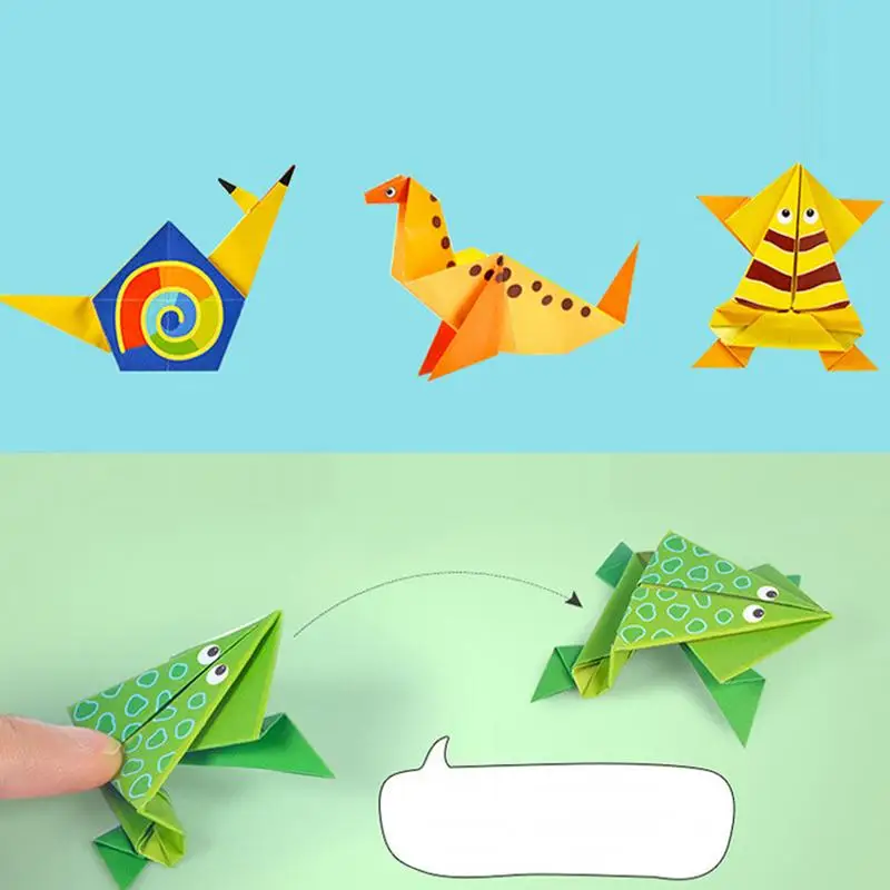 Papiers pliants d'animaux colorés, activités d'apprentissage préscolaire, papier coloré d'artisanat avec livre d'instruction pour enfants