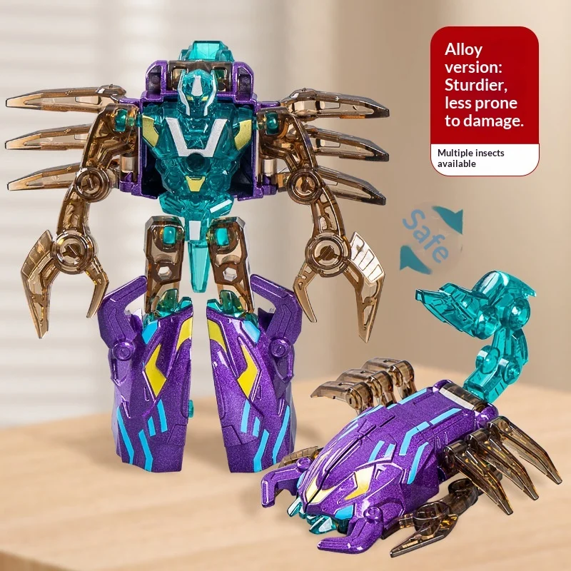 Robô Inseto Transformável de Liga Genérica, Articulado e Posicionável, Brinquedo Mecha Combinável para Crianças do Ensino Fundamental