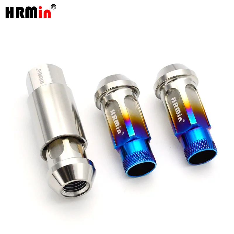 HRMin Knurled Gr.5 titanium cone seat anti-theft wheel lug nut 20ps1key/4ps1key M12*1.5*48/M12*1.25*48mm