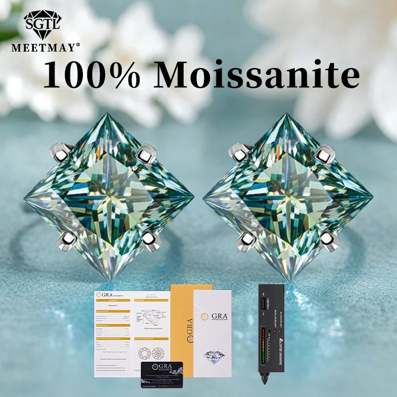 

Серьги из стерлингового серебра S925, зеленые серьги принцессы GRA с муассанитом для женщин, изысканные ювелирные изделия, простые модные подарки для повседневной носки