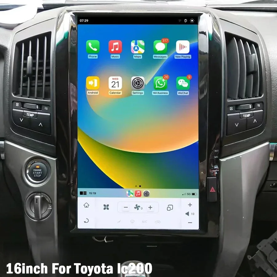 16'' Qualcomm Android Auto For Toyota Land Cruiser 200 LC200 2008~2015 Vertical Radio Multimedia GPS Navigation Player Head Uni