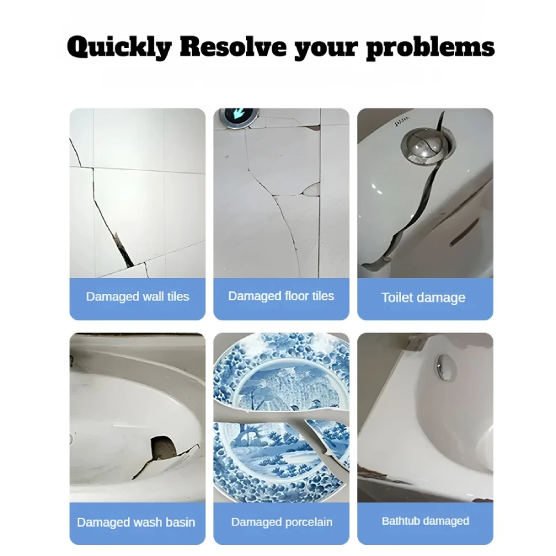 Tile Repair Kit Ceramic Porcelain Repair Paste for Floor Shower Bathtub Toilet Crack Scratch Damage Fix Filler