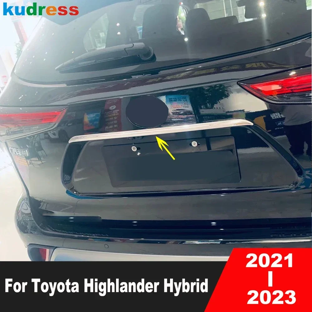 

For Toyota Highlander Hybrid 2021 2022 2023 2024 Steel Rear Trunk Lid Cover Trim Tailgate Garnish Strip Car Accessories