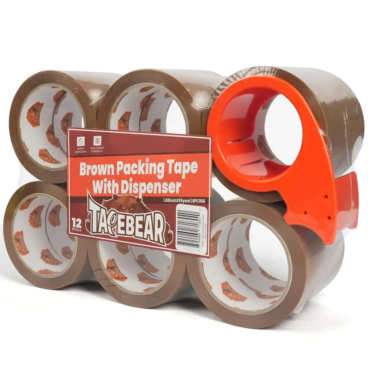

Brown Packing Tape with Dispenser, 2.6mil Thick, 1.88" x 55Yard Secure Sticky Brown Tape Heavy Duty Packaging Tape Refil