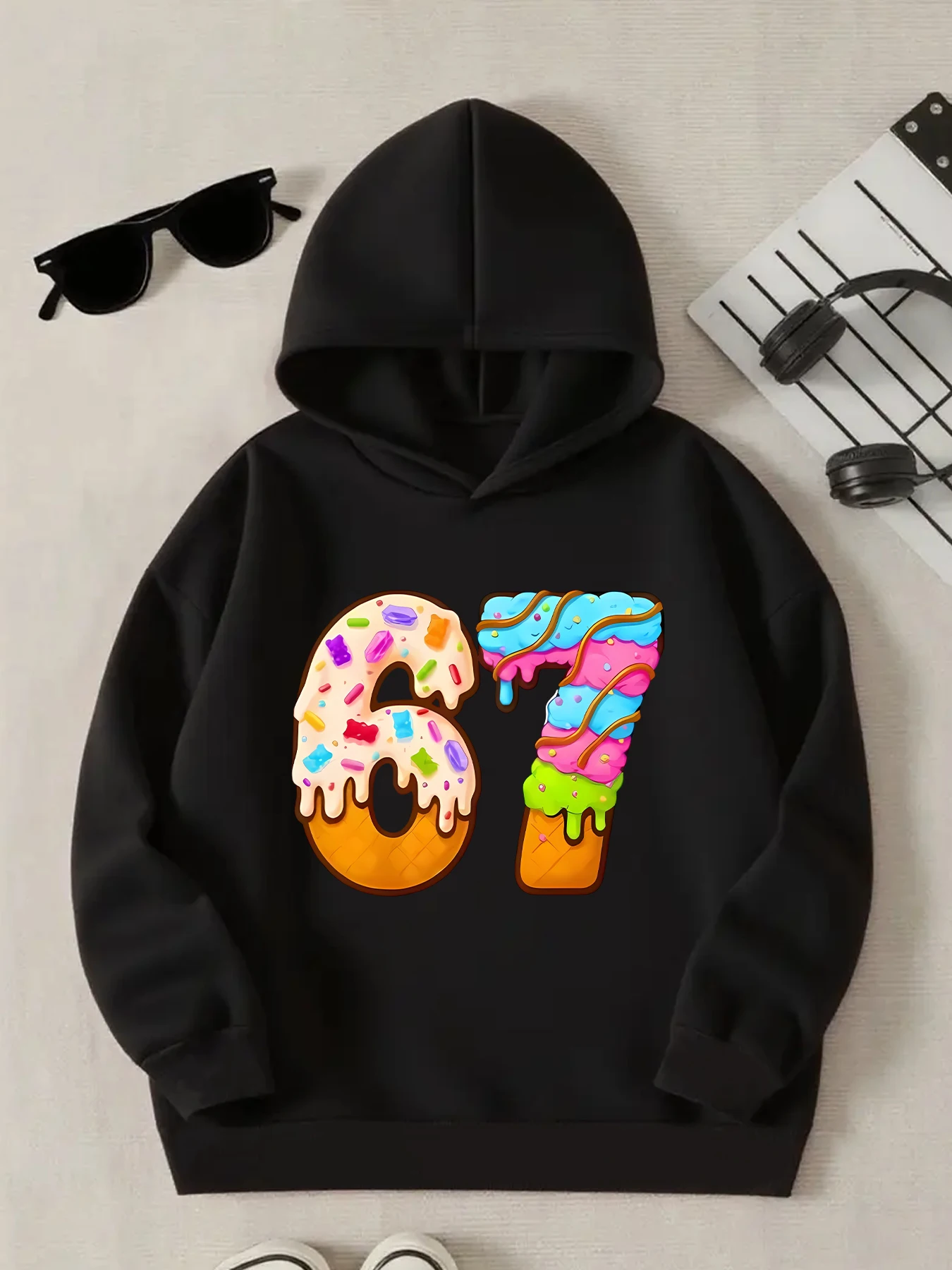 

Толстовка с капюшоном Spring And Autumn Style Doughnut 67 с принтом, детский повседневный и универсальный топ, идеальный вариант для подарка