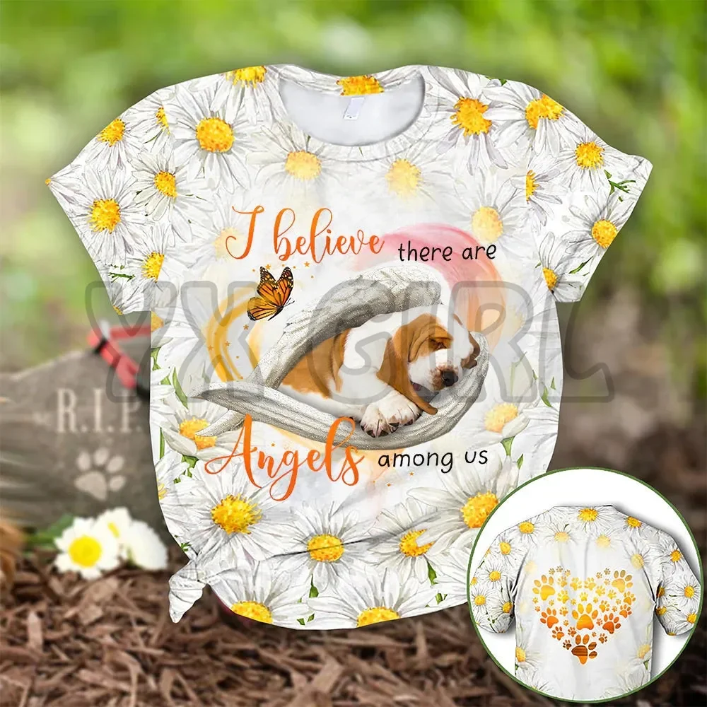 

2022 Fashion Men t shirt Shih Basset Hound Sleeping Angel 3D All Over Printed T Shirts Funny Dog Tee Tops shirts Unisex Tshirt