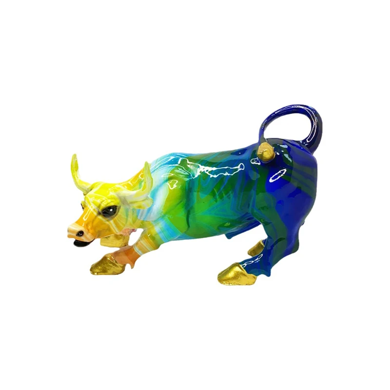 YuryFvna 2025 New Graffiti Bull Figurine Sculpture Desk Storage Statue Interior New RoomAbstract Art Ornament Holiday Decoration