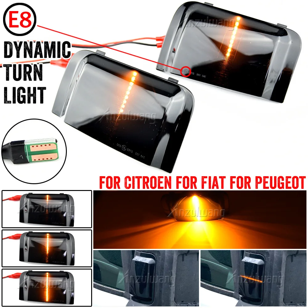 2pcs For Peugeot Boxer Fiat Ducato Citroen Jumper RAM PROMASTER Dynamic Turn Signal Light LED Side Mirror Sequential Indicator