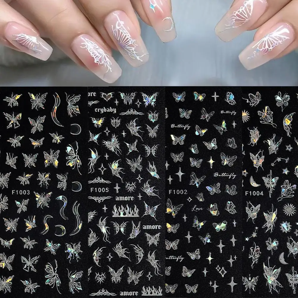 Adesivi per unghie laser a lunga durata Cursore adesivo brillante glitter Decorazione per nail art Y2K Decorazione per nail art Decalcomania per nail art