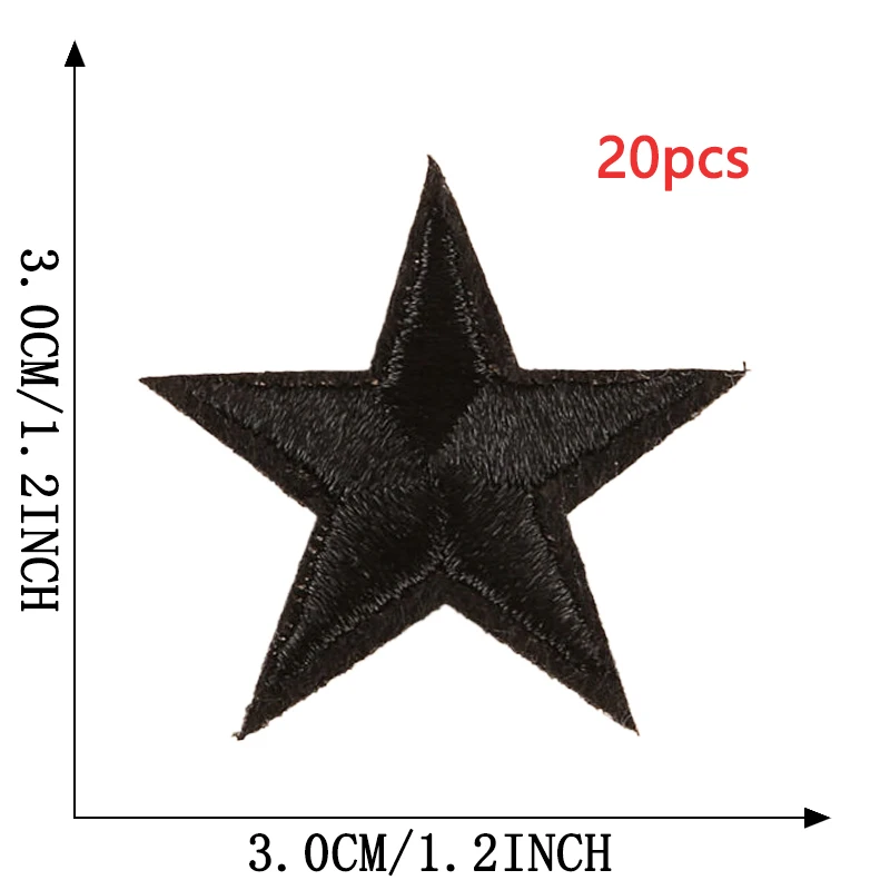 20 stücke Fünfzackigen Stern Patches Viele Für Kleidung Eisen Auf Zufällige Masse Thermische Klebstoff Stickerei Nähen Designer Parches Para Ropa – Detail 8