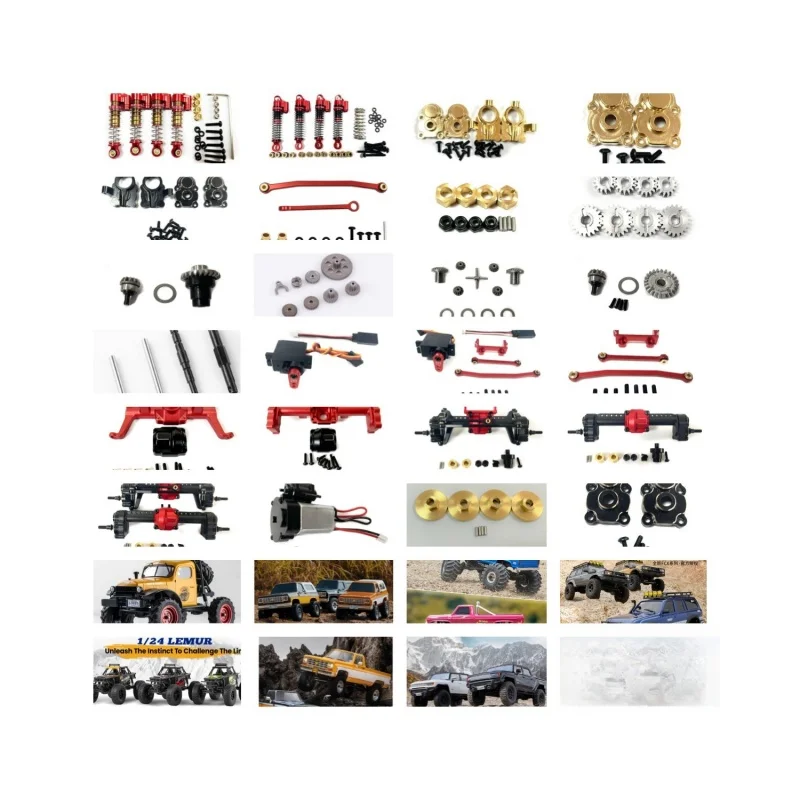 Fms 1:24 1:18 Fcx Xiaoqi K5 Crusher V2 LC80 Metal Accessories Servo Shock Absorber Front Rear Axles Gear Gear Adapter Motor Rc