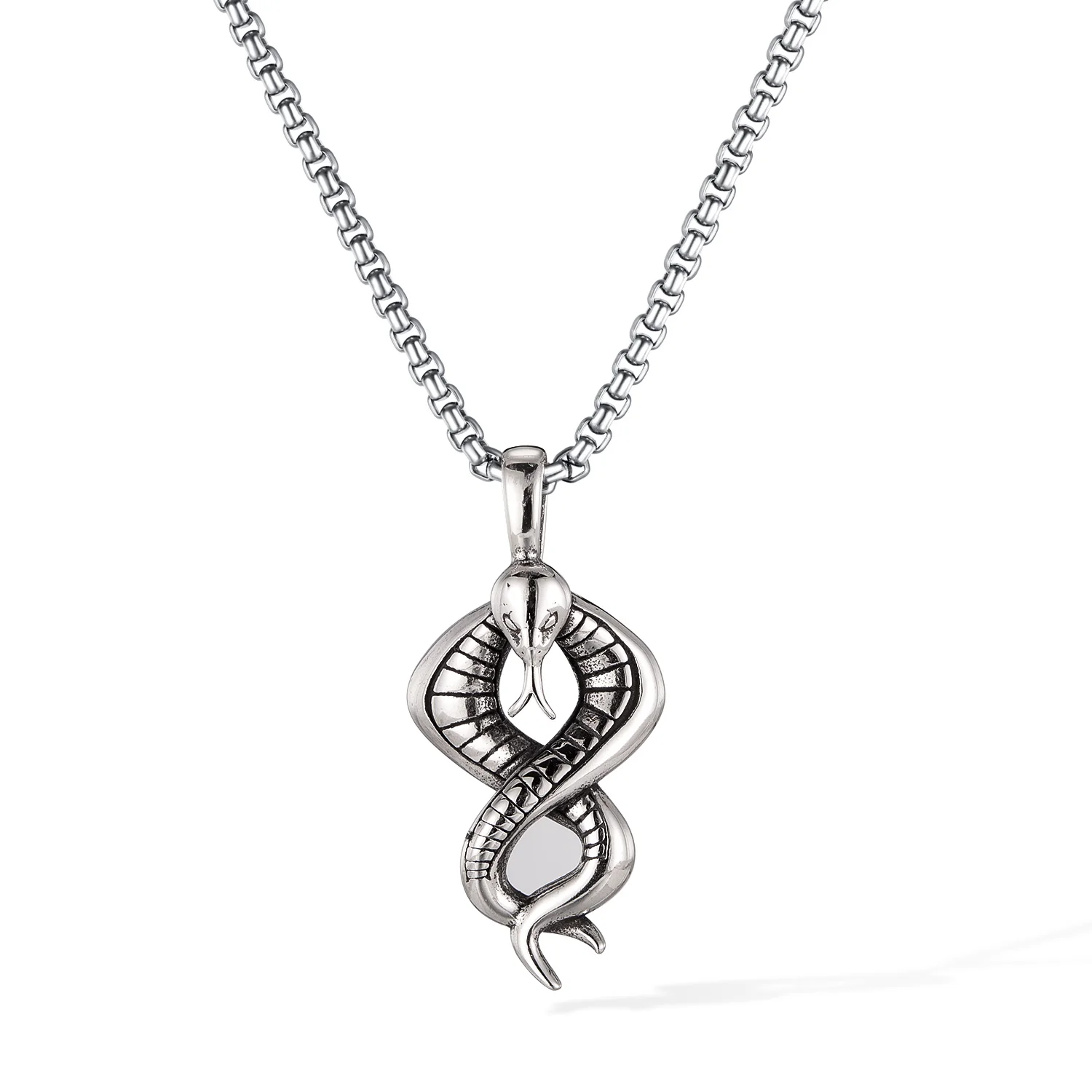 

Men’s Vintage Snake Pendant Necklace – Bold Stainless Steel Serpent Chain for Streetwear Style