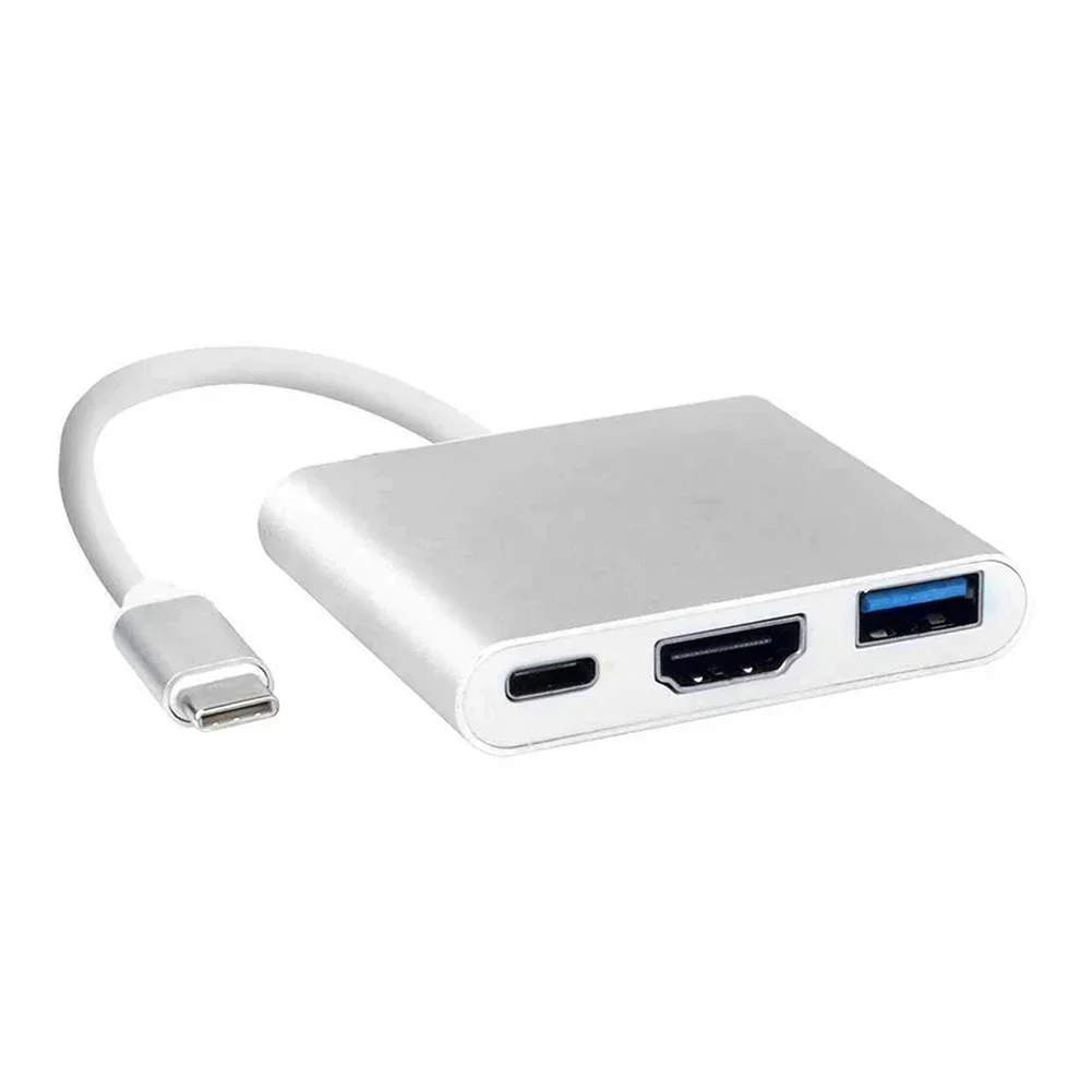 Thunderbolt3 USB C 3in1 Hub Type-C To 4K UHD Display USB 3.0 OTG PD 60W Fast Charging Splitter Cable for New Macbook Pro Laptop