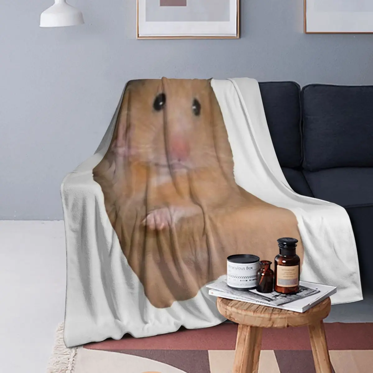 Peace Sign Hamster Blankets Soft Warm Flannel Throw Blanket Cover for Bed Living room Picnic Travel Home Sofa