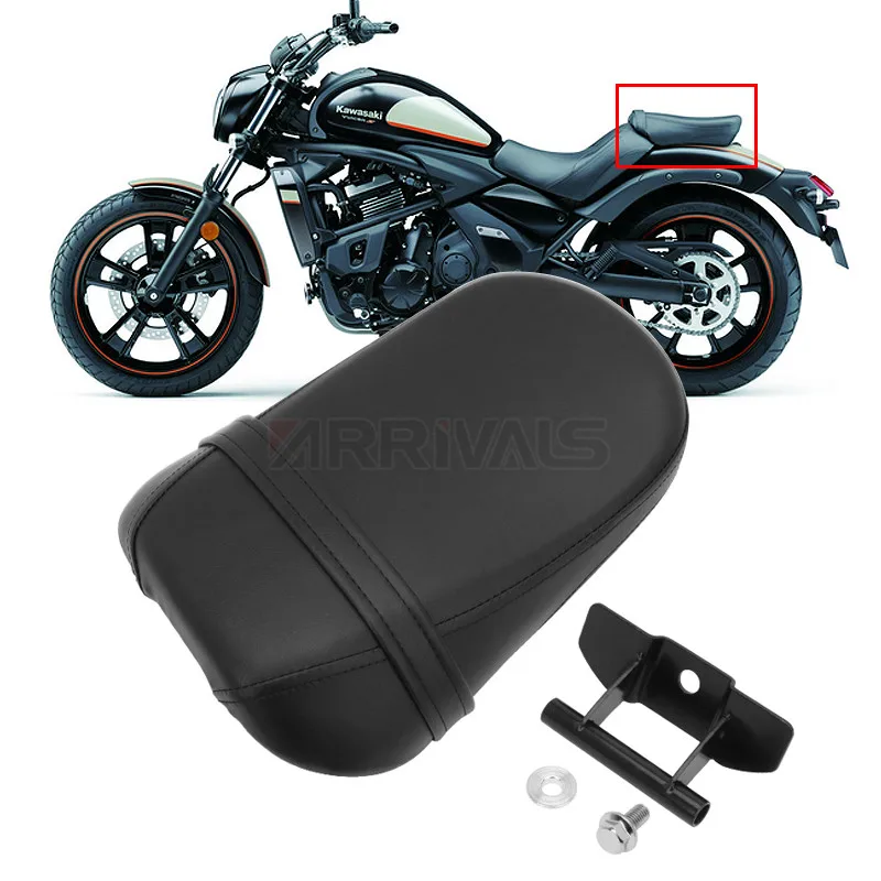 Motorcycle Black Leather Rear Passenger Seat Pillion Cushion For Kawasaki Vulcan S 650 VN650 2015-2022 21 20 19 18 17 16