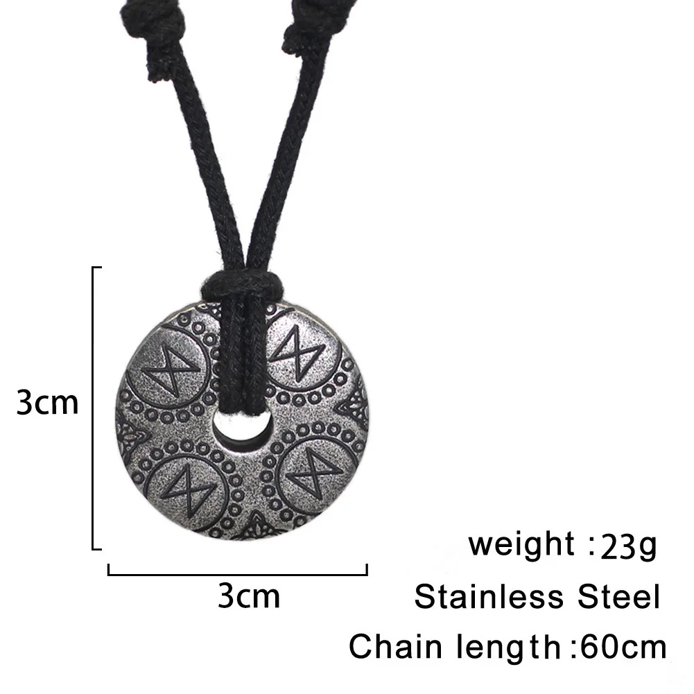 1PC INGX Titanium Steel Nordic Mythology Spiritual Viking Rune Necklace Men Round Spiritual Necklace for Men Amulet Jewelry
