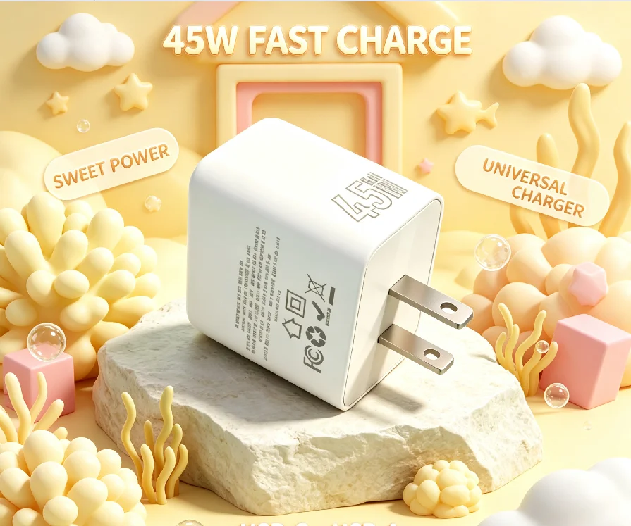 45W GaN USB‑C PD Power Adapter US Plug Compact Durable Charger Safety Fast Charging For iPhone Samsung And Other USB‑C Devices