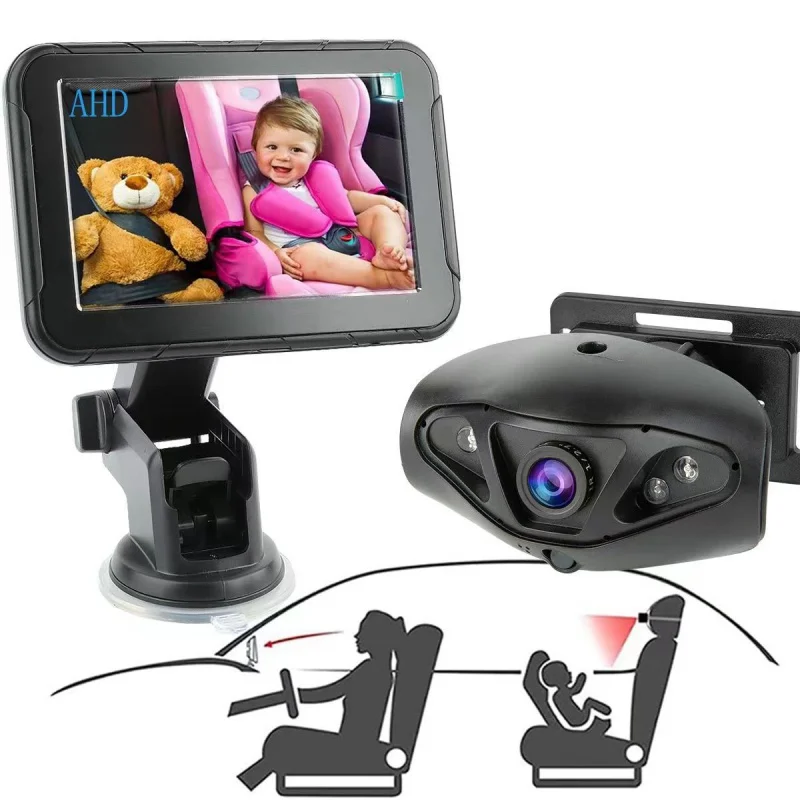 5 inch car baby monitor HD backup camera infrared night vision dash cam baby monitor IP68 waterproof 150 degree view angle