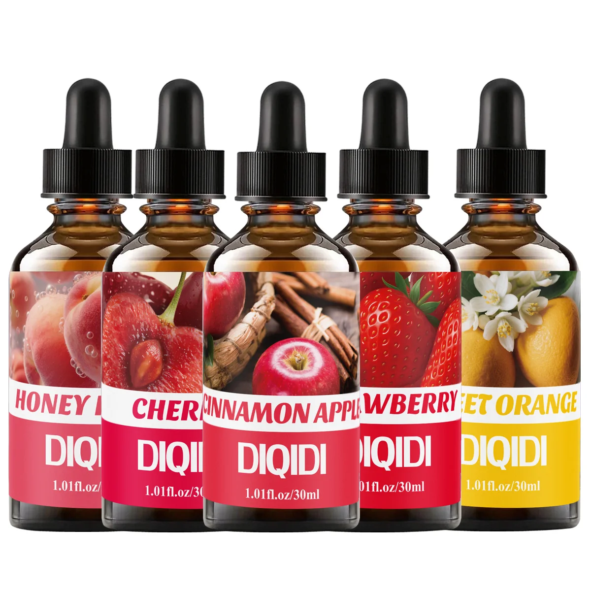 30 ml ätherisches Fruchtöl, Zimtapfel, Erdbeere, Kirsche, Pfirsich, orangefarbenes ätherisches Duftöl, ätherisches Duftöl Multifunktional