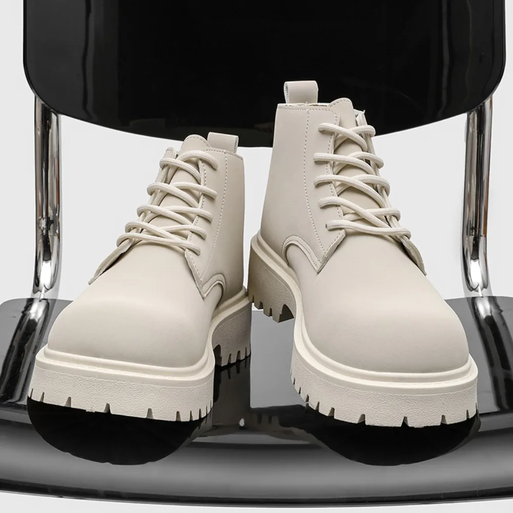 2026 Light Solid Men Leather Ankle Booties Minimalist Flat Heel Zip Up Anti Slip Durable Outsole Daily Commuter Walking Shoes