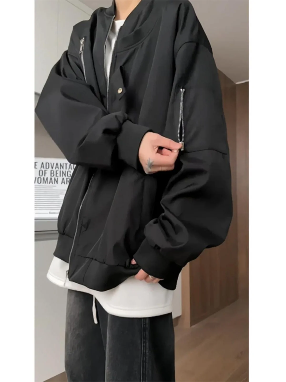 

Повседневная куртка-бомбер MA-1 в винтажном стиле для уличного бейсбольного образа, весна-осень, свободный крой, молодежная модная одежда для подростков