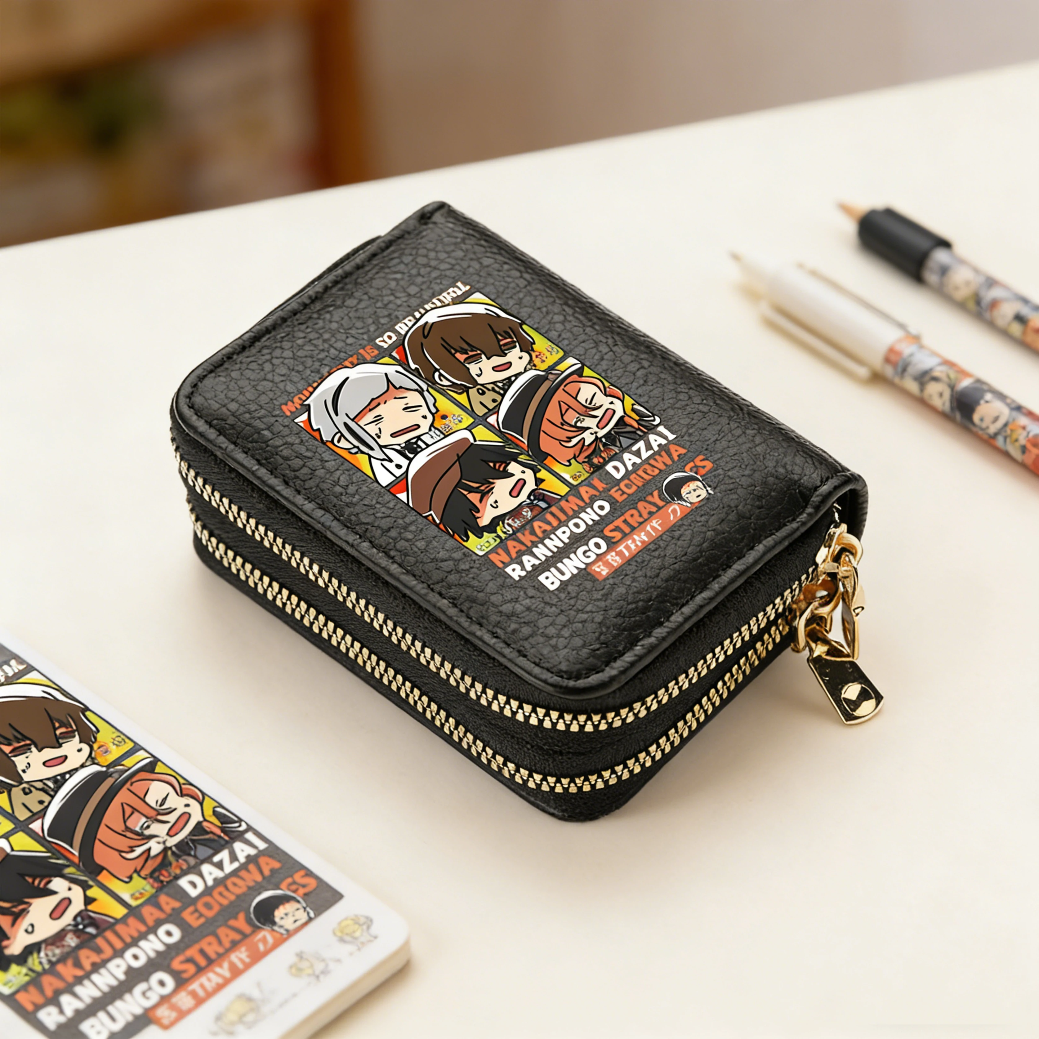 

Милый короткий кошелек на двойной молнии для девочек с рисунком Бунго, бродячие собаки, держатель для карт, кошелек для монет, маленький клатч, карманы для денег