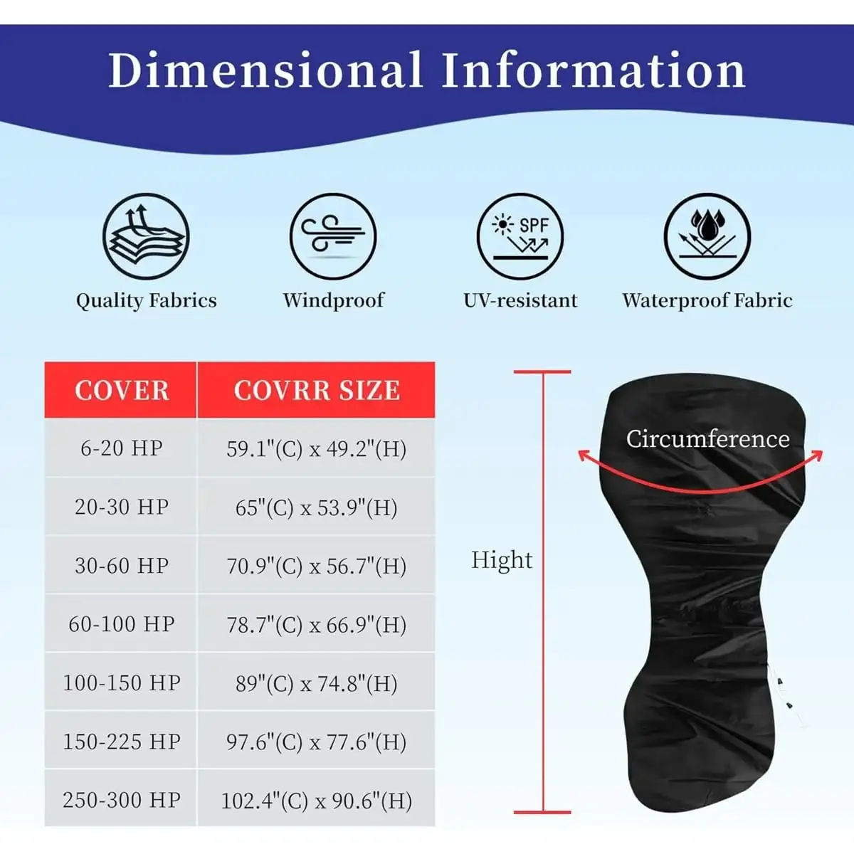 Oxford Outboard Motor Cover, Waterproof UV‑Resistant Full Size Boat Engine Protector, Dustproof Marine Outboard Engine Cover