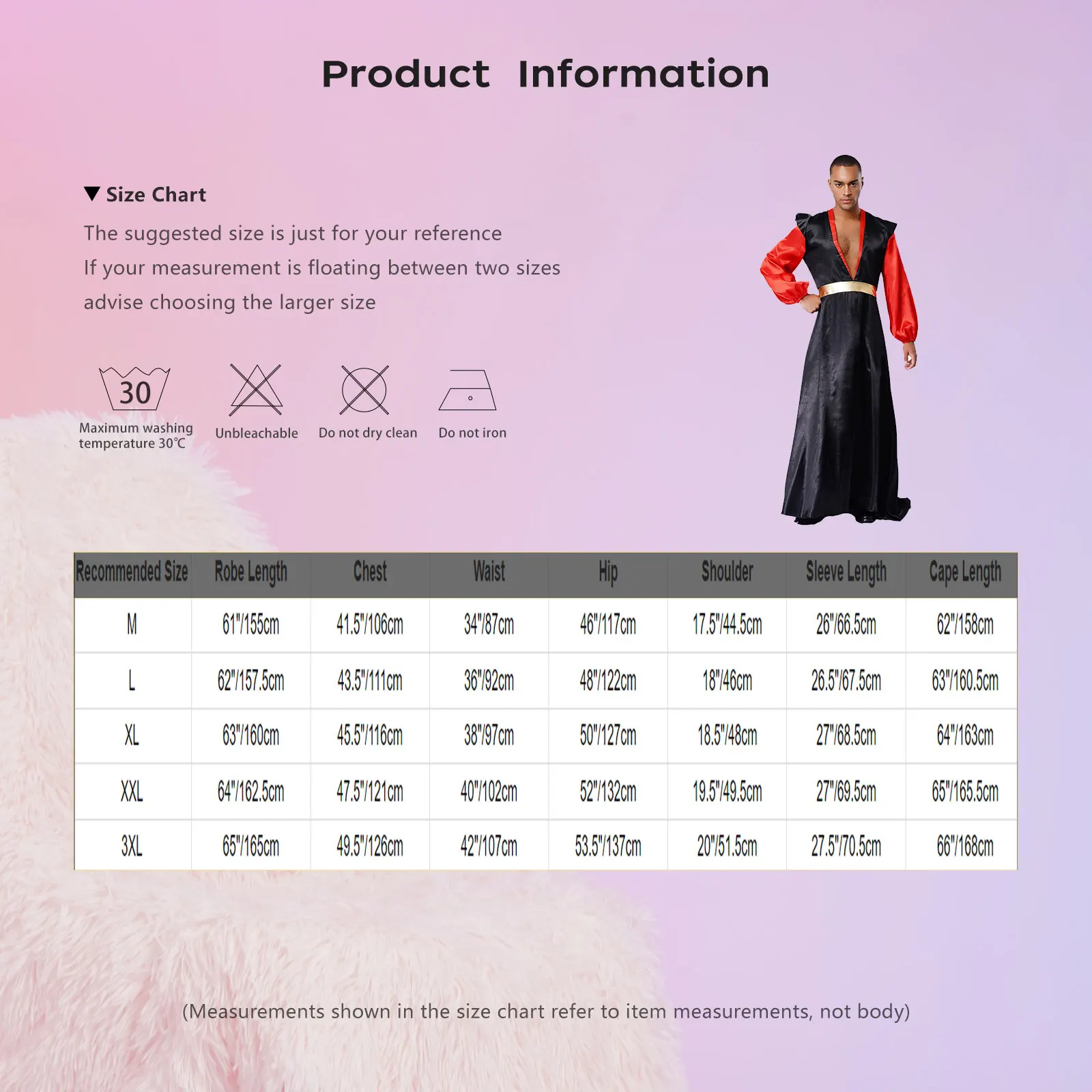 Männer Halloween Thema Party Arabischer Bösewicht Cosplay Kostüm Lange Laternenärmel Zurück Unsichtbarer Reißverschluss Robe mit Abnehmbarem Umhang