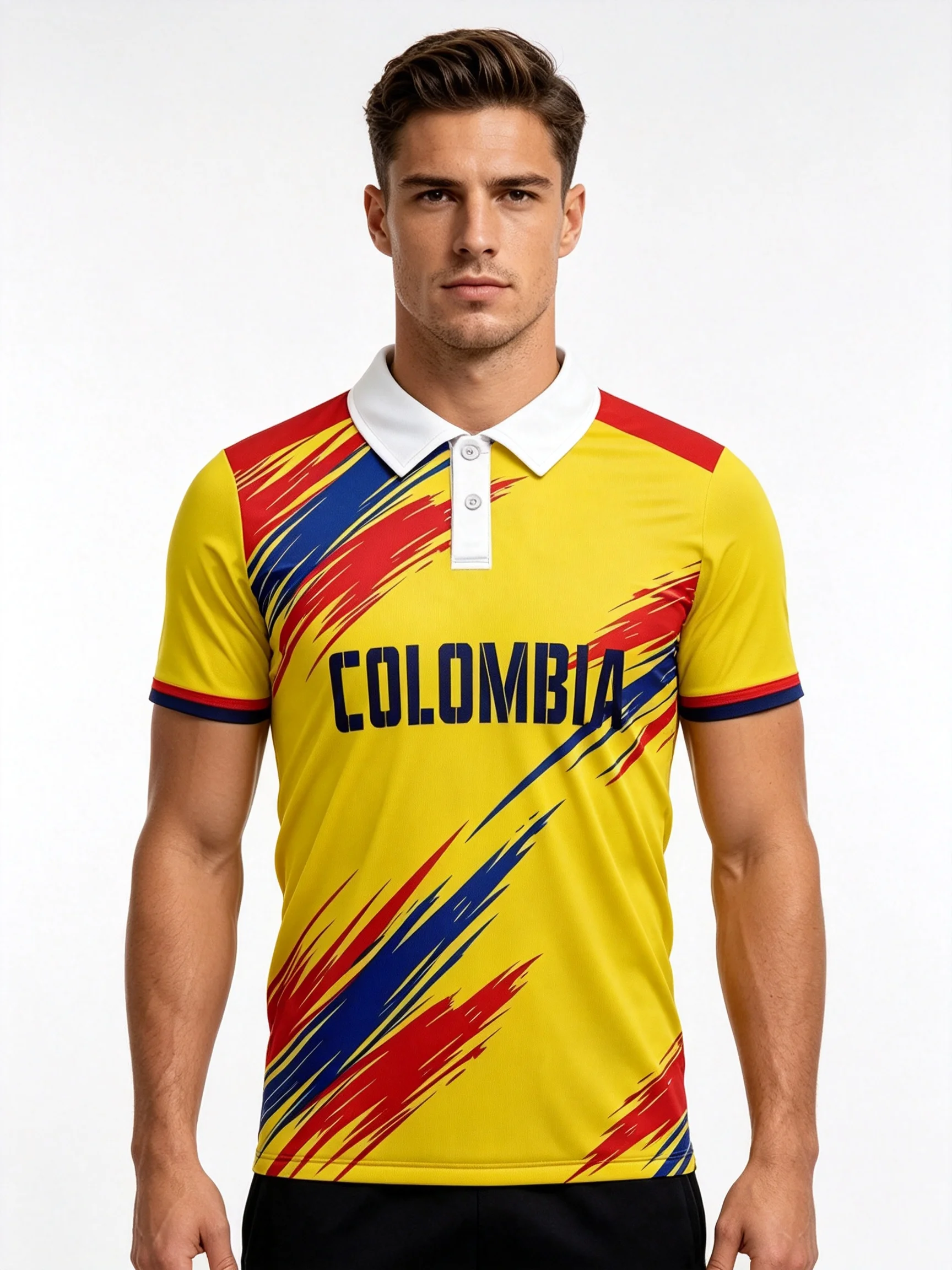 Stylish national‑theme short‑sleeve polo shirt with six optional collar styles and soft breathable material