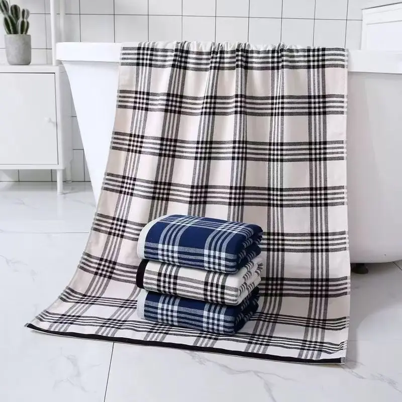 100% Cotton Gauze Towel  Checkered Handkerchief Ultra-Soft Highly Absorbent Face Towel for Adults Suitable As Bath Towel or Gift