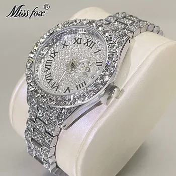 Women luxury jewelry watch Hip Hop brand MISSFOX fashion waterproof frosted diamond quartz watches ladies gift free shipping