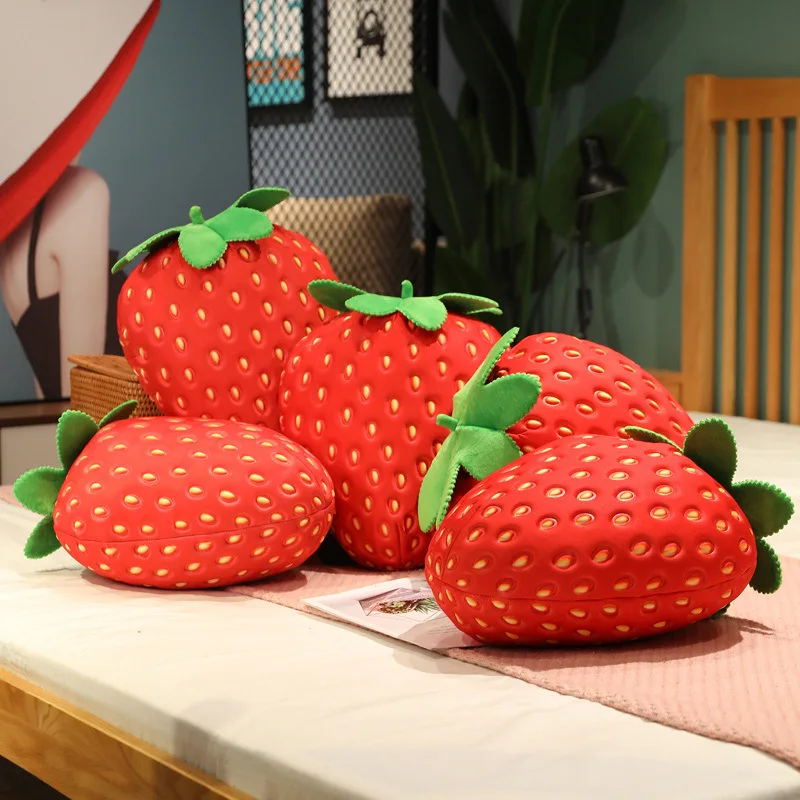 Peluche realistico alla fragola da 35cm, cuscino alla fragola simulato, cuscino morbido, cuscino per divano imbottito di frutta, decorazione per la casa, regalo