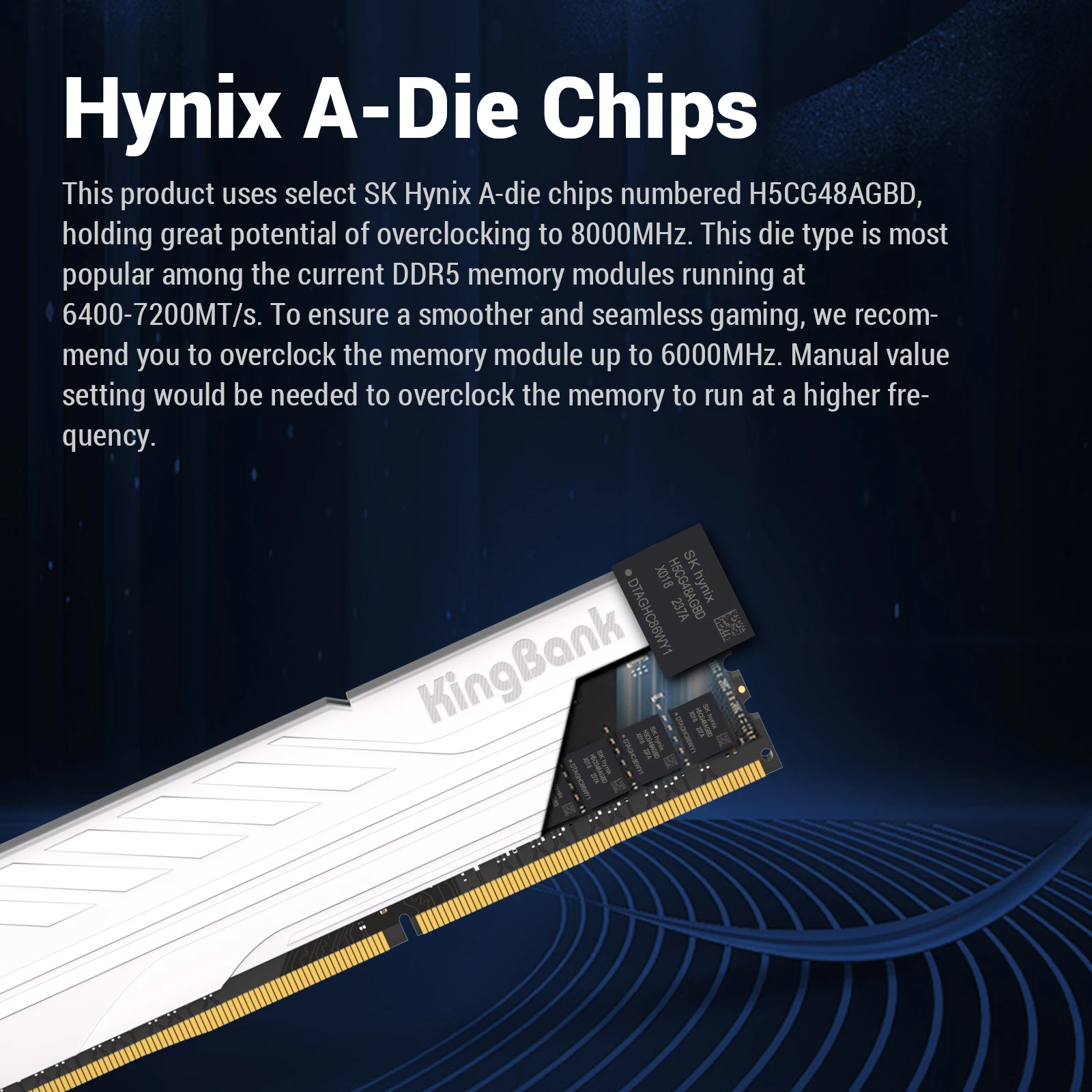 KingBank DDR5 32GB 16GB 6400MHz 16GBX2 New Dimm XMP3.0 Desktop Gaming Memoria Rams Granules of Hynix A die