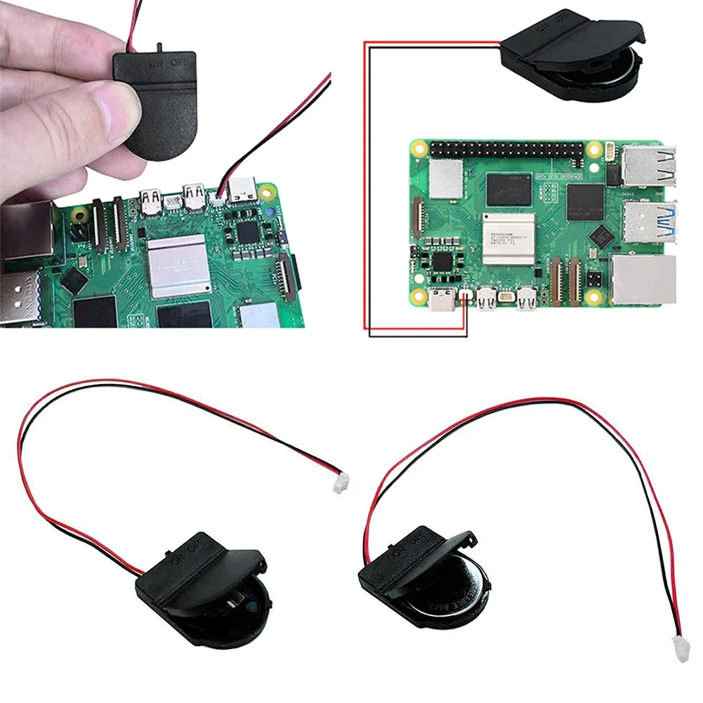 Dla Raspberry Pi 5 RTC opakowanie na baterie uchwyt zegar czasu rzeczywistego z baterią/bez baterii RTC zegar zestaw baterii dla RPI 5 Pi5