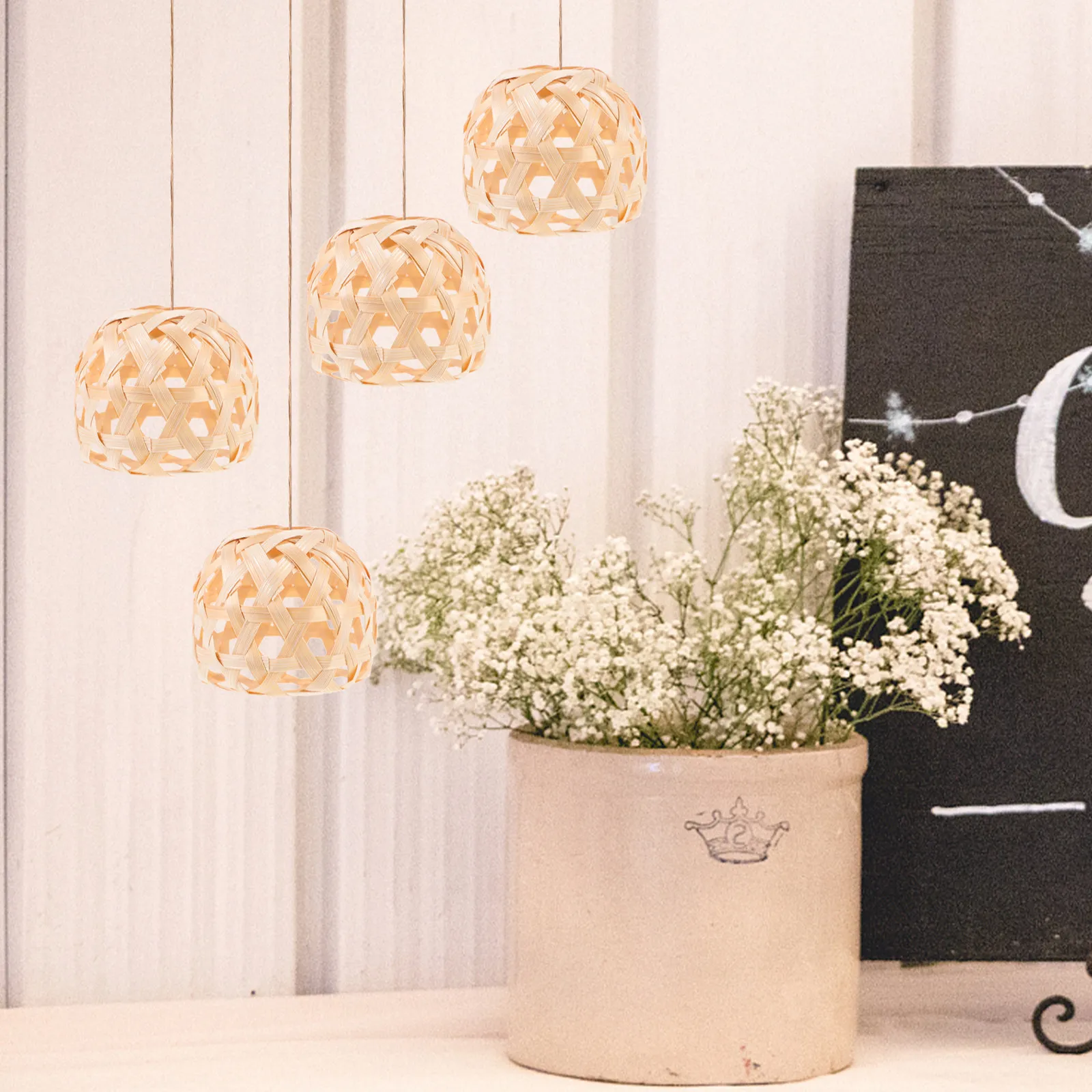 4Pcs Handwoven Bamboo Vine Decorative Balls Hanging Ornaments Home Party Wedding Garden Decor Creative Layout Supplies