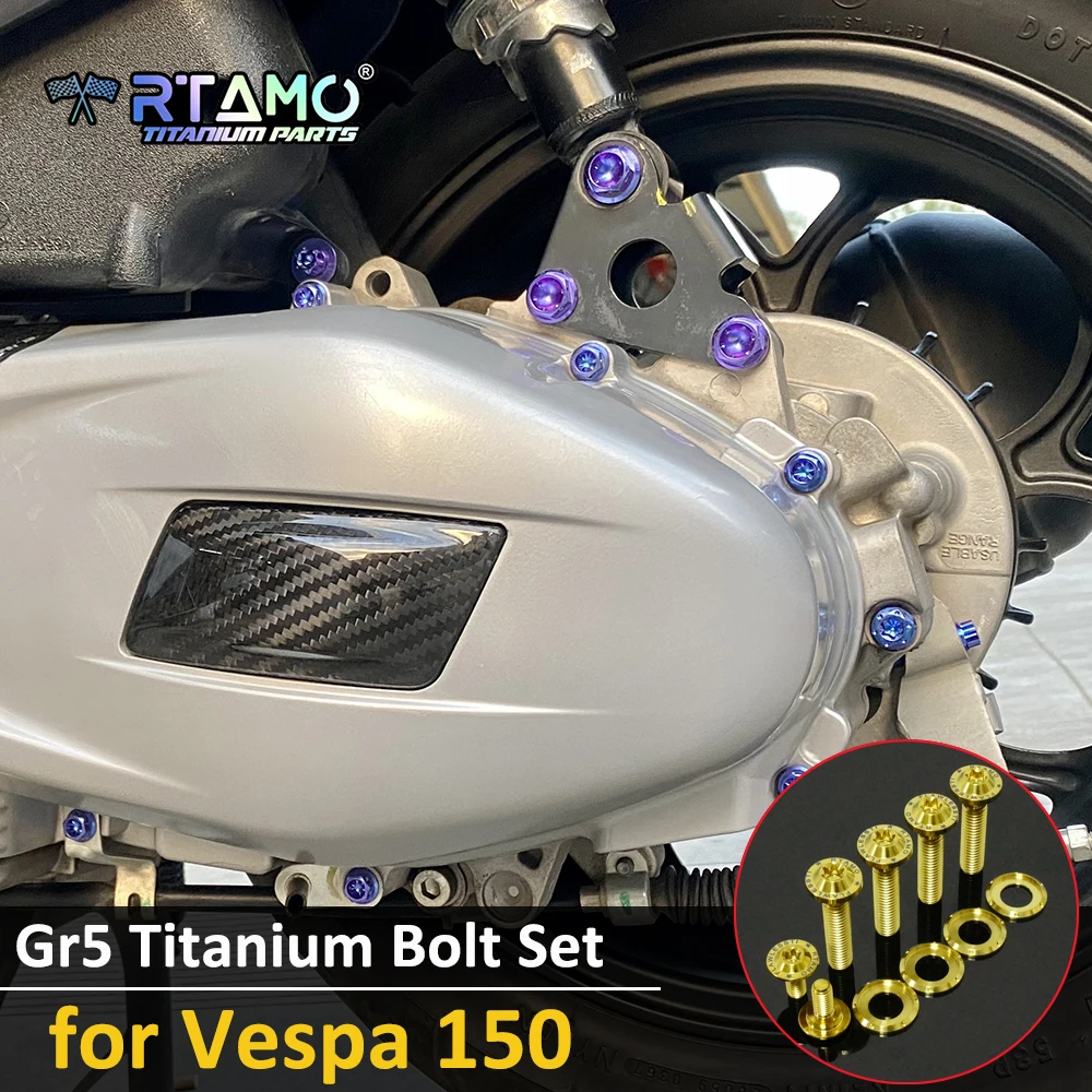 RTAMO Gr5 pernos de titanio motor izquierdo Iget cubierta de filtro de aire engranaje de choque trasero tuerca de eje de aceite para Vespa Sprint Primavera 150