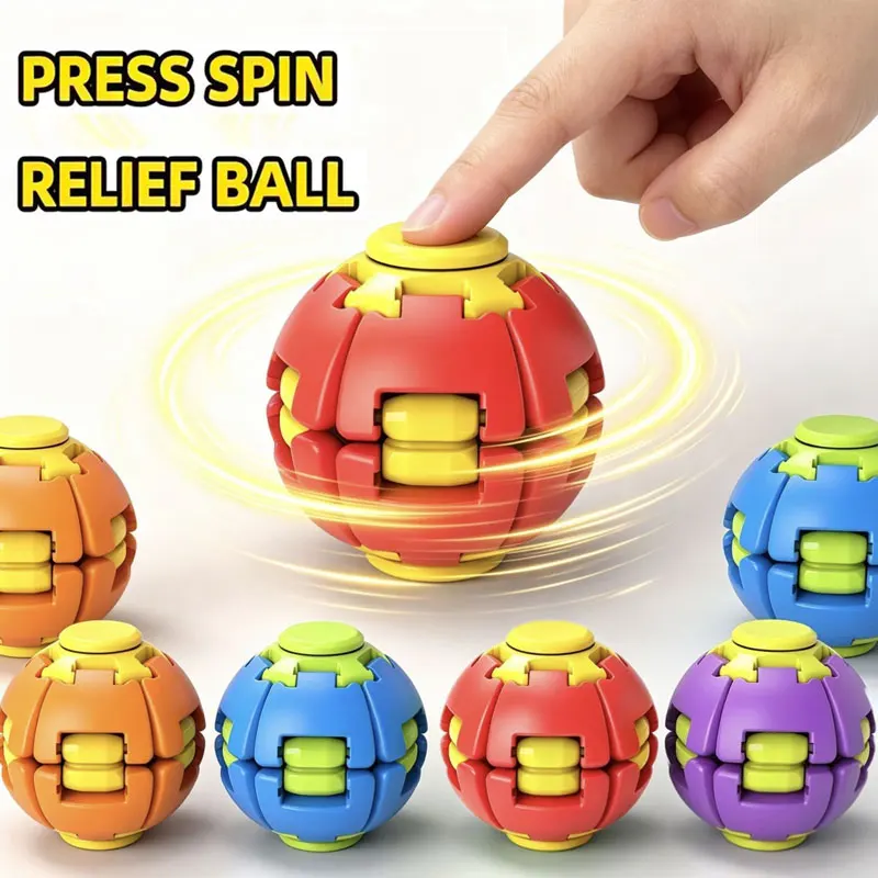 3D Printed Press-to-Spin Fidget BallOne Click Deform Fidget Spinner Ball, Rotating Fingertip Gyro Anxiety Relief Sensory Toys