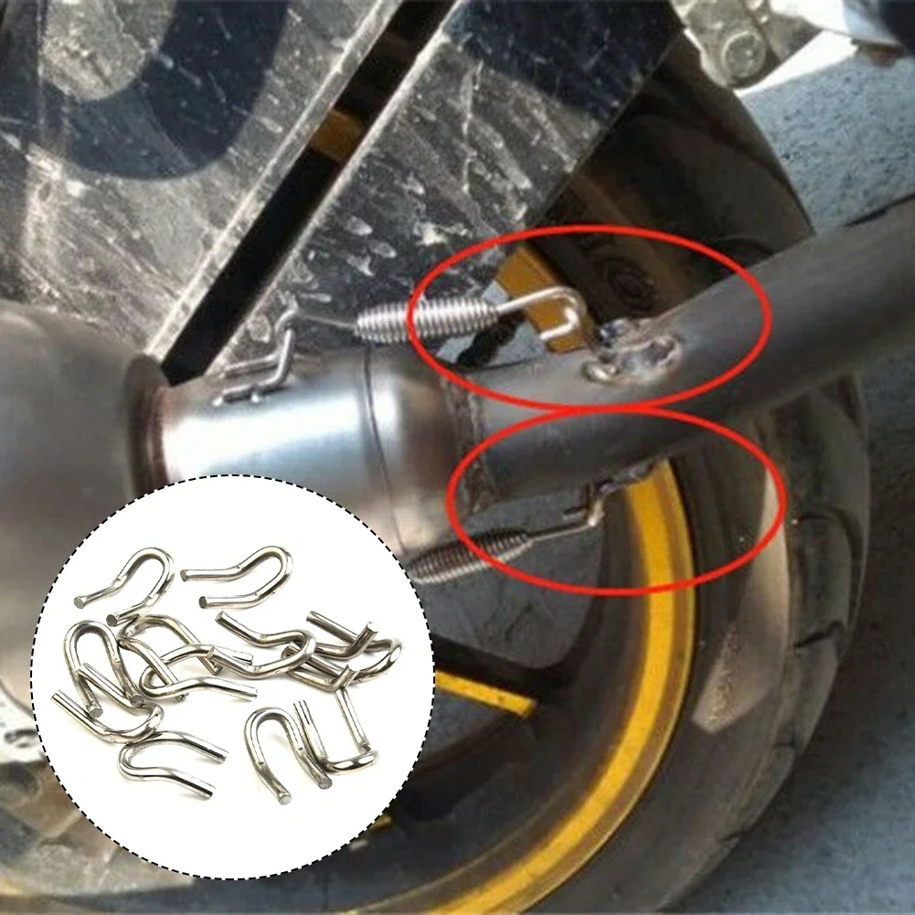 12Pcs Car Stainless Steel Exhaust Spring U Hook For Motorcycle Scooter Exhaust Pipe Muffler Universal Waterproof Accessories