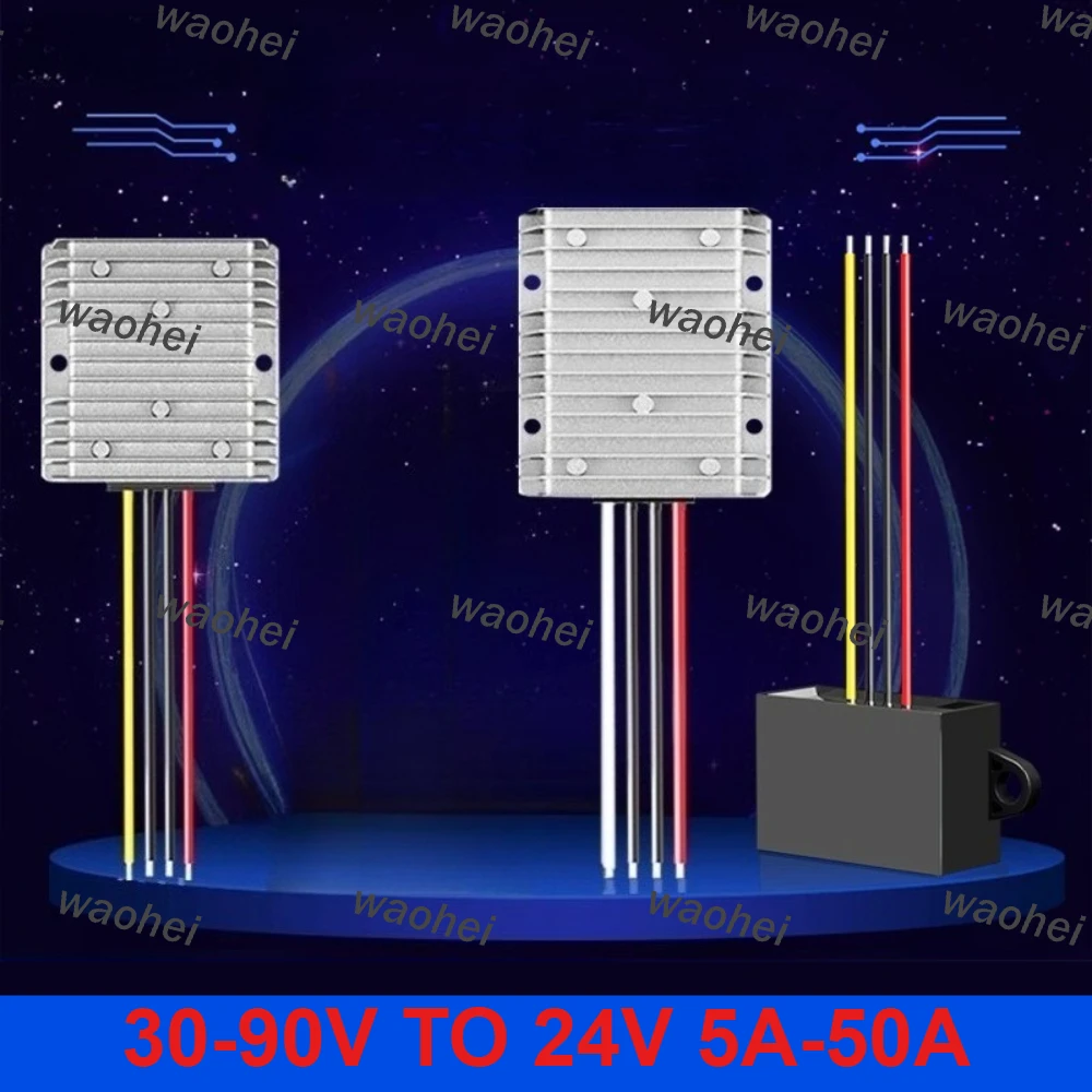DC 30-90V 36V 48V 56V 60V 72V to 24V 5A 10A 20A 30A 40A 50ADC Step Down Voltage Regulator 72Volt to 24Volt Buck Converter Module