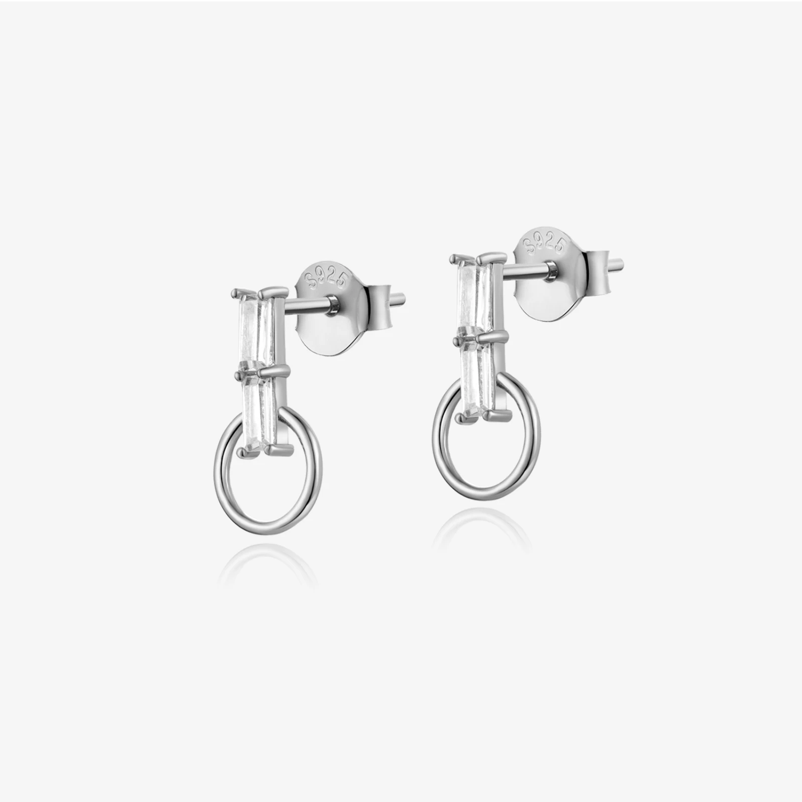 

VEWANT 100% 925 Sterling Silver Square Clear Purple Black Zircon CZ with Circle Stud Earring Women Daily Jewelry Accessories